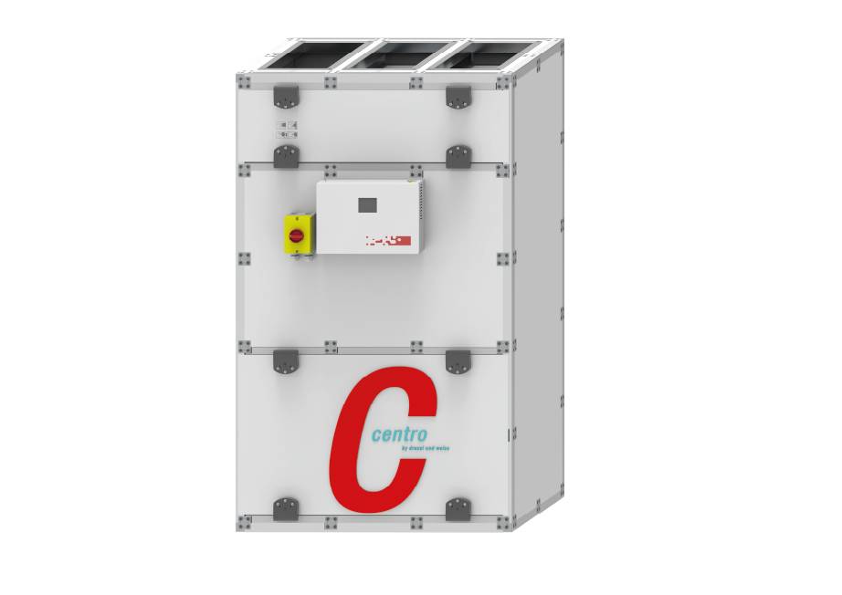 Weißer Industrie-Schrank mit großem rotem „C