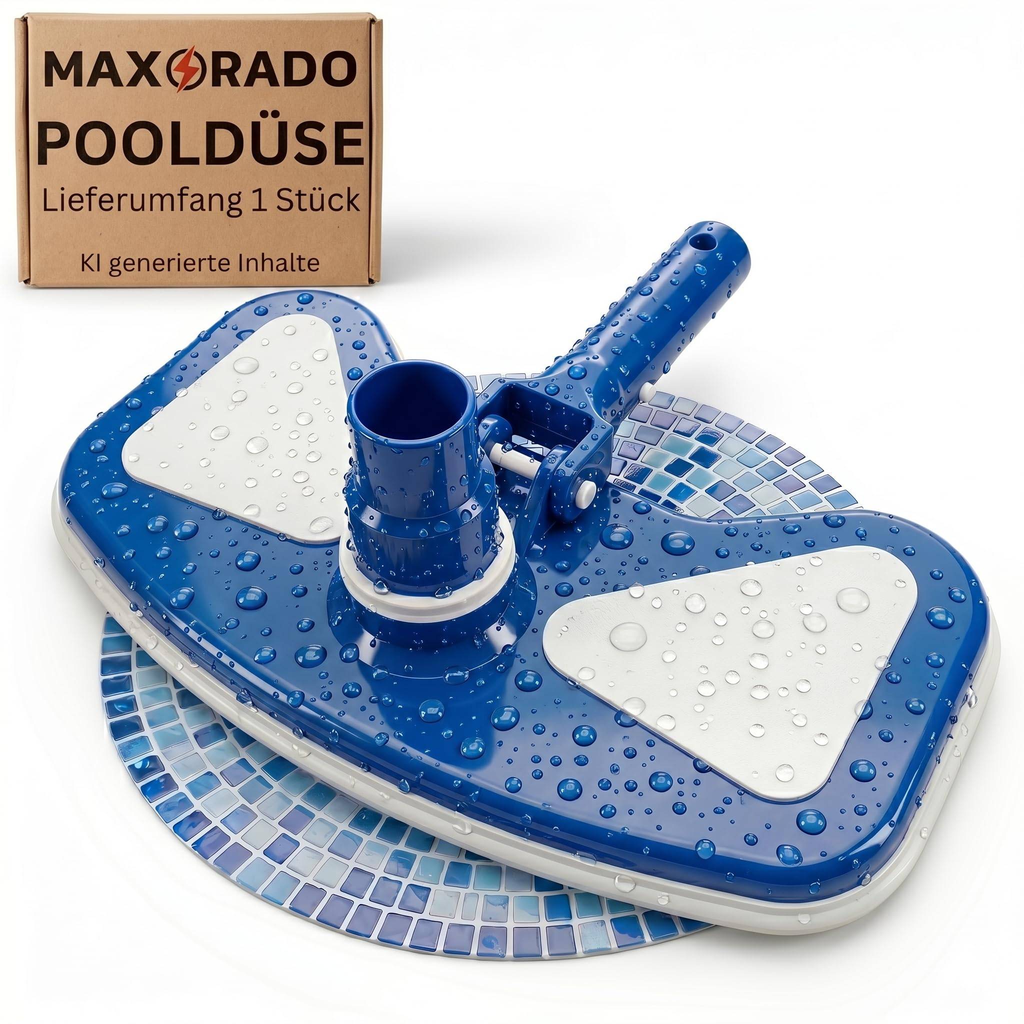 Deluxe Pool Bodendüse Blau Handreiniger oder für Teleskopstange Bodensauger mit Schlauchanschluss Ø 32/38 mm und Nylon Bürste Poolbürste Poolsaug