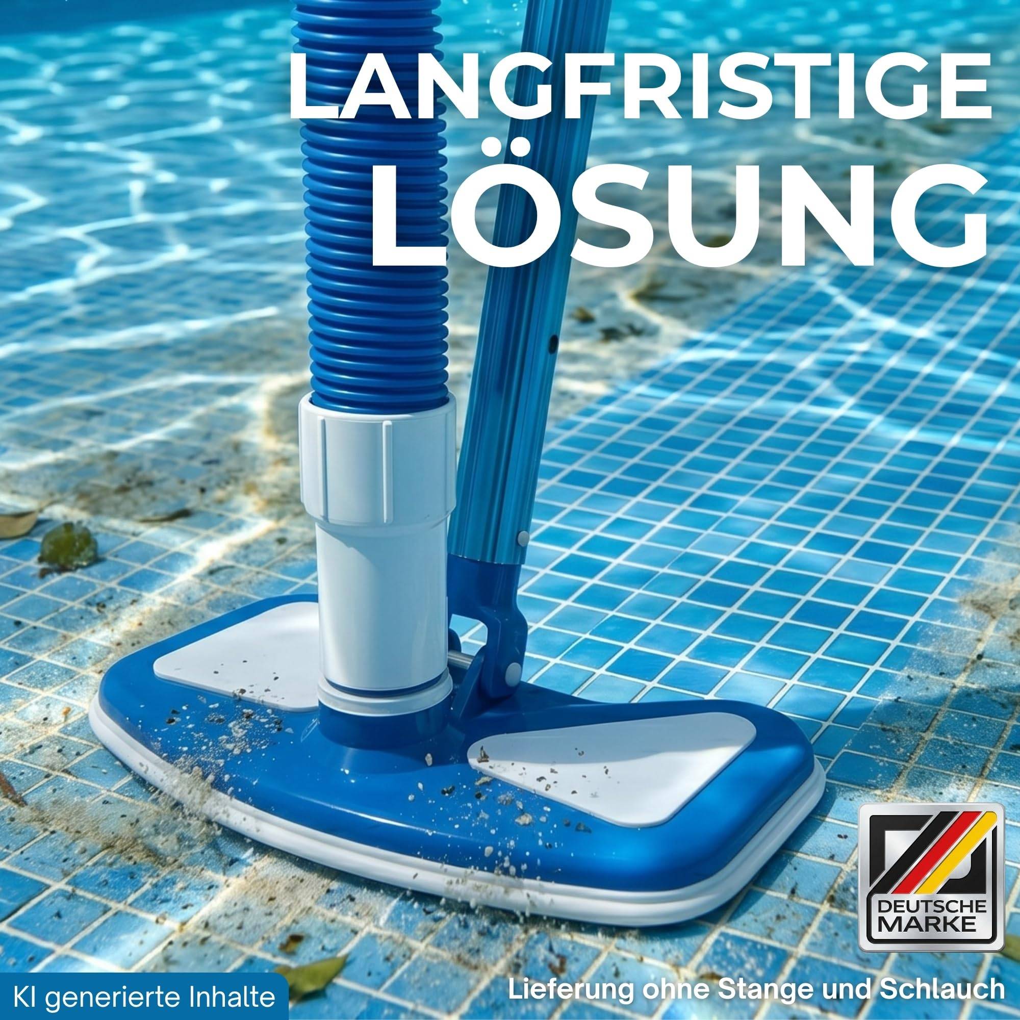 Deluxe Pool Bodendüse Blau Handreiniger oder für Teleskopstange Bodensauger mit Schlauchanschluss Ø 32/38 mm und Nylon Bürste Poolbürste Poolsaug