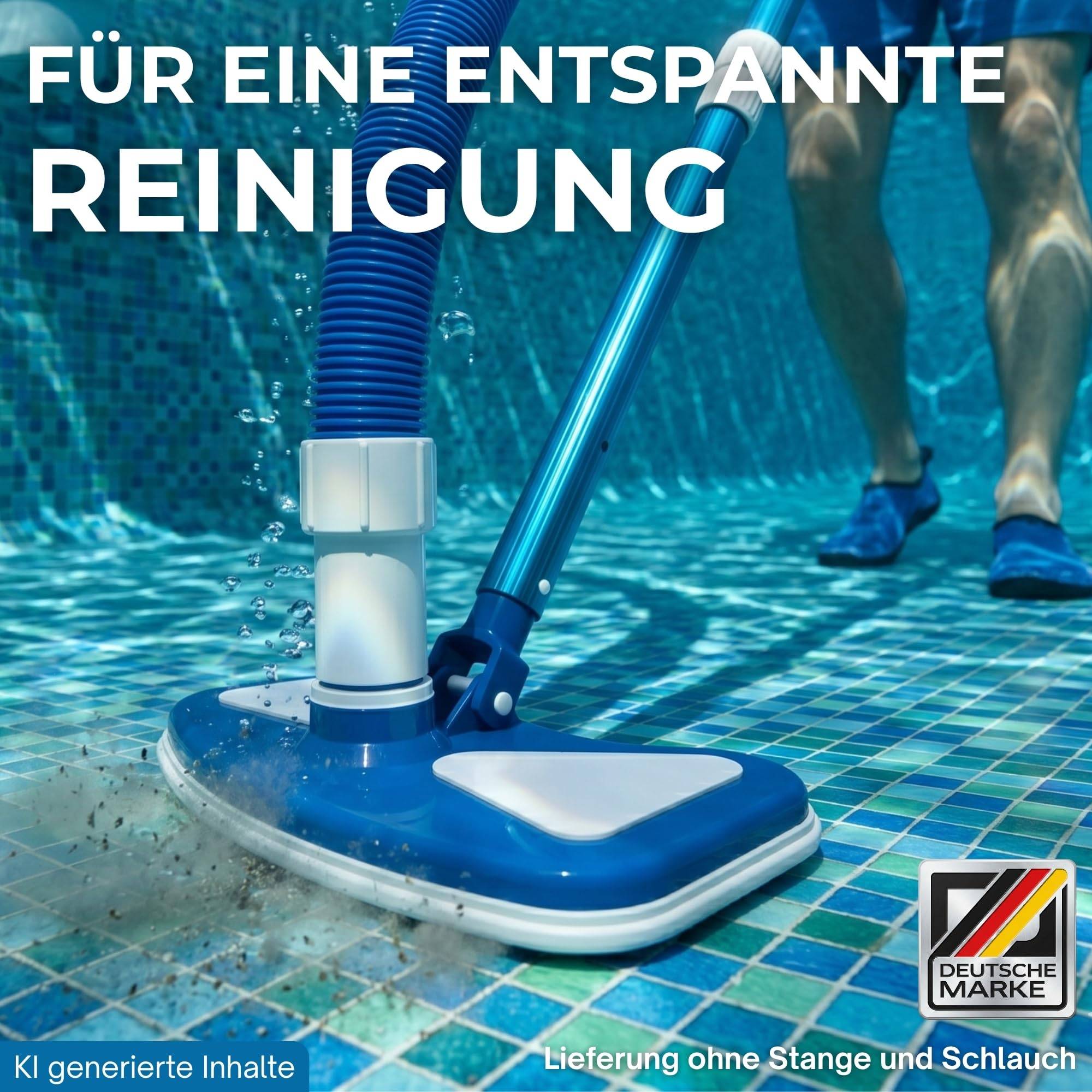 Deluxe Pool Bodendüse Blau Handreiniger oder für Teleskopstange Bodensauger mit Schlauchanschluss Ø 32/38 mm und Nylon Bürste Poolbürste Poolsaug