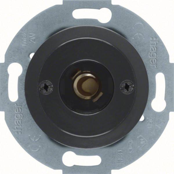 Runde elektrische Wandmontageplatten mit zentralem schwarzem Steckereinsatz und Schraubenlöchern auf weißem Hintergrund.