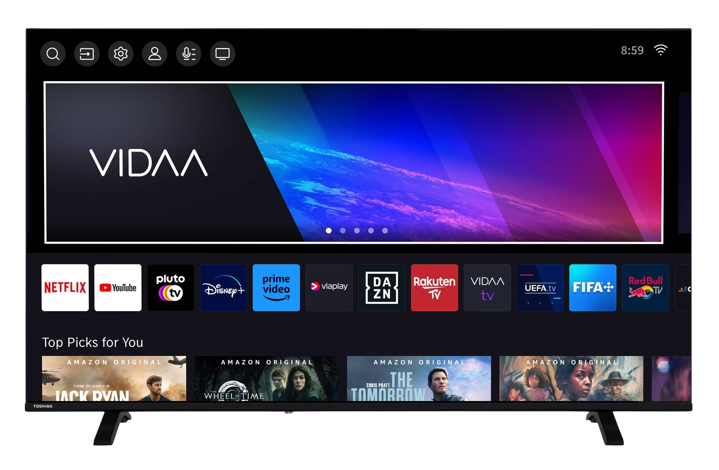 Toshiba 55QV1563DDW 55 Zoll QLED Smart TV VIDAA 4K Fernseher Dolby Vision HDR, Triple-Tuner (2026)