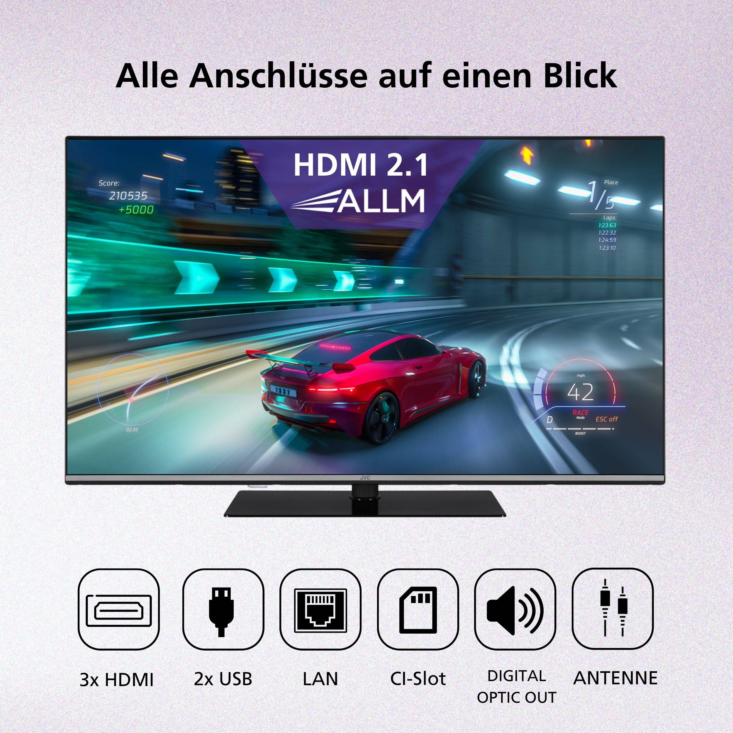 JVC LT-43VUQ6655 43 Zoll QLED Smart TV HDR Fernseher 4K UHD Dolby Vision HDR Triple-Tuner (2026)