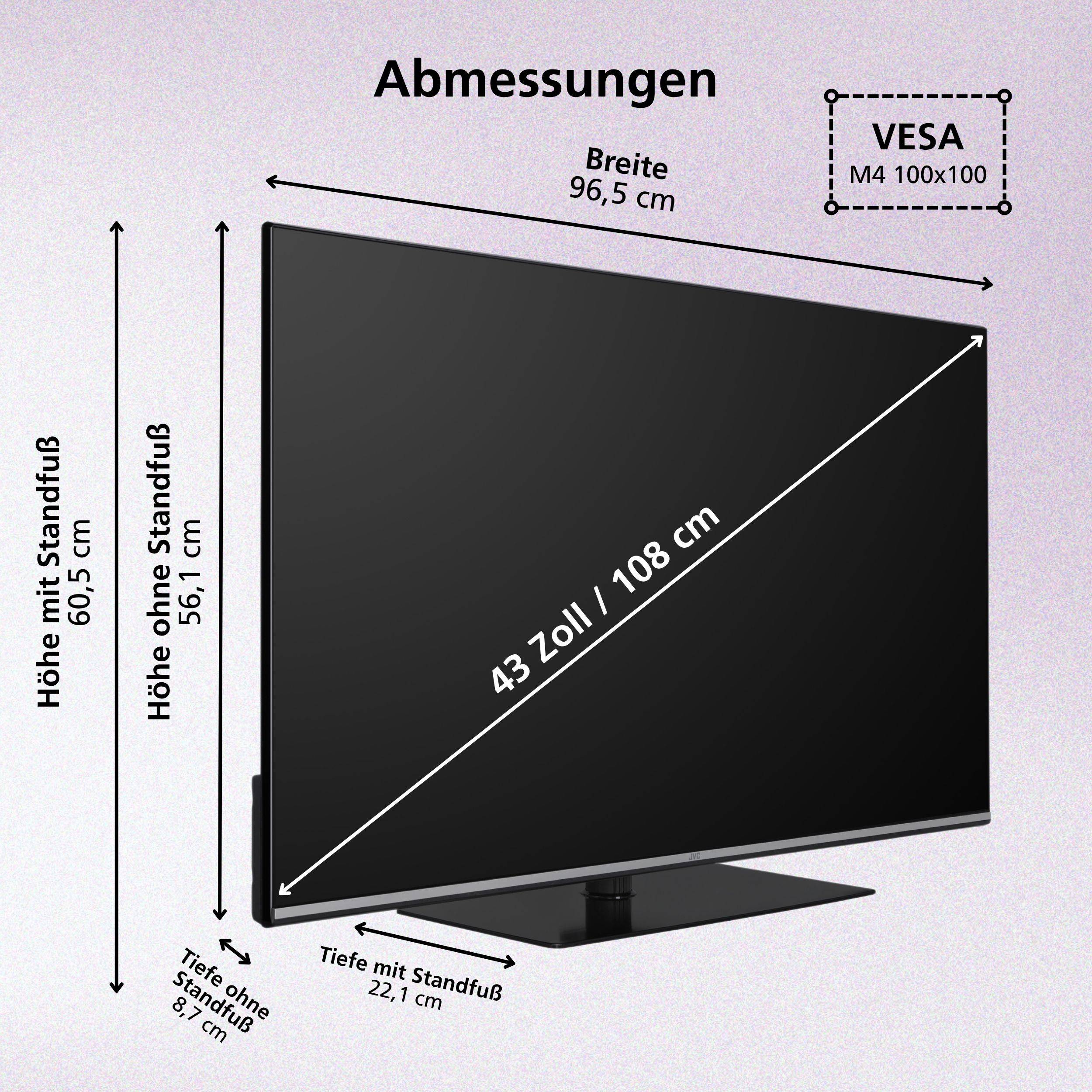 JVC LT-43VUQ6655 43 Zoll QLED Smart TV HDR Fernseher 4K UHD Dolby Vision HDR Triple-Tuner (2026)