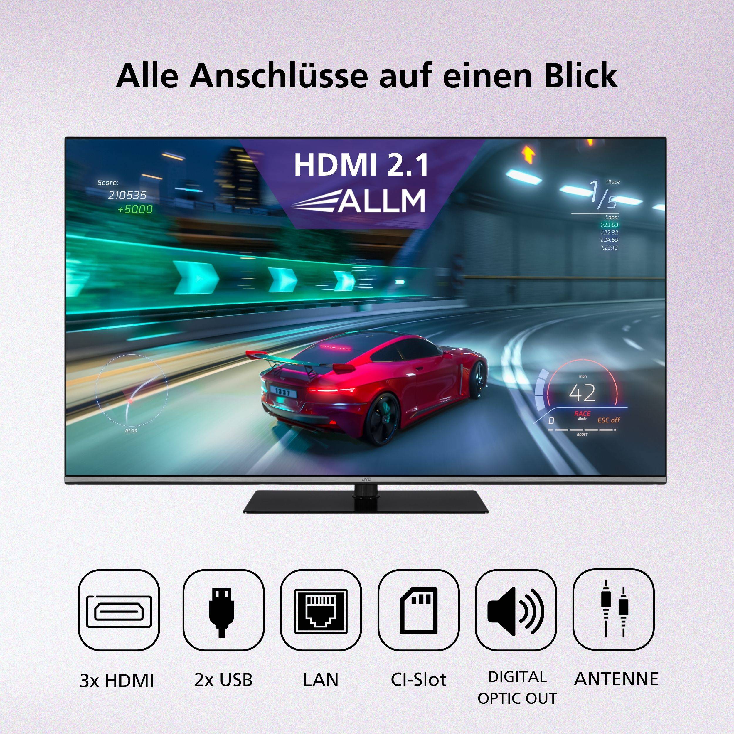 JVC LT-50VUQ6655 50 Zoll QLED Smart TV HDR Fernseher 4K UHD Dolby Vision HDR Triple-Tuner (2026)