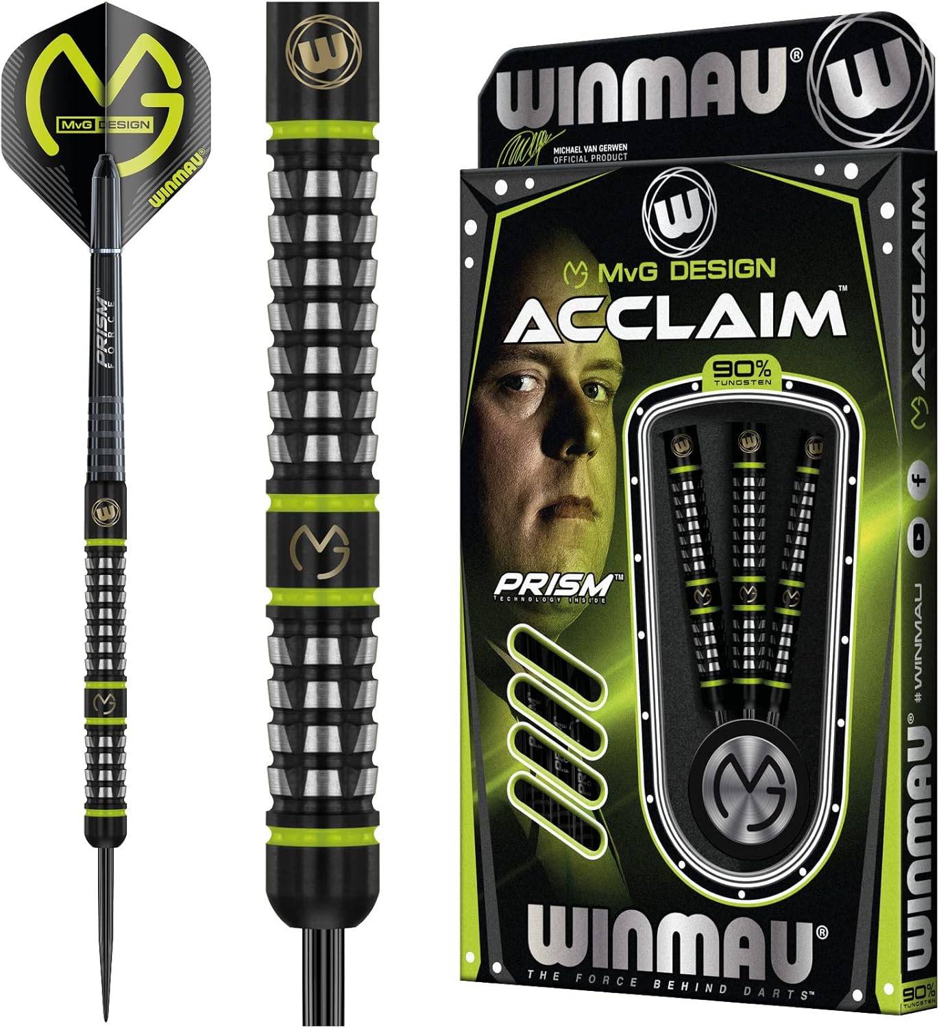 WINMAU MvG Acclaim Dartpfeile Wolframstahlspitze 25 g 3er-Set Flights+Schäften