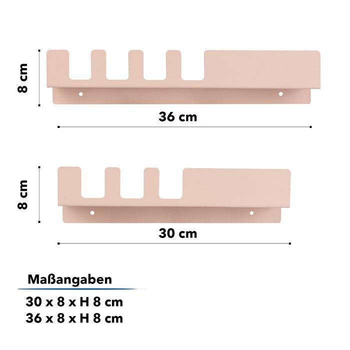 FLOORDIREKT Wandregal Metall - Praktisches 2er Set - Leichte Anbringung - Pink