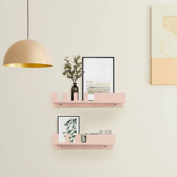 FLOORDIREKT Wandregal Metall - Praktisches 2er Set - Leichte Anbringung - Pink