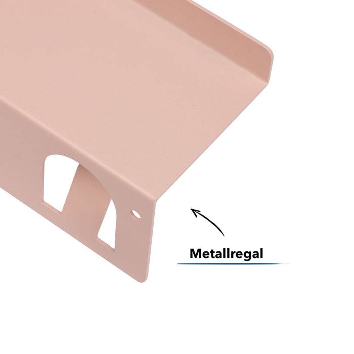 FLOORDIREKT Wandregal Metall - Praktisches 2er Set - Mit praktischen Haken - Pink