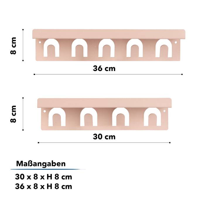 FLOORDIREKT Wandregal Metall - Praktisches 2er Set - Mit praktischen Haken - Pink