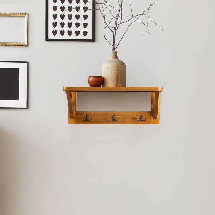 FLOORDIREKT Wandregal Rustic - Aus robustem Kieferholz - Inklusive Gaderobenhaken