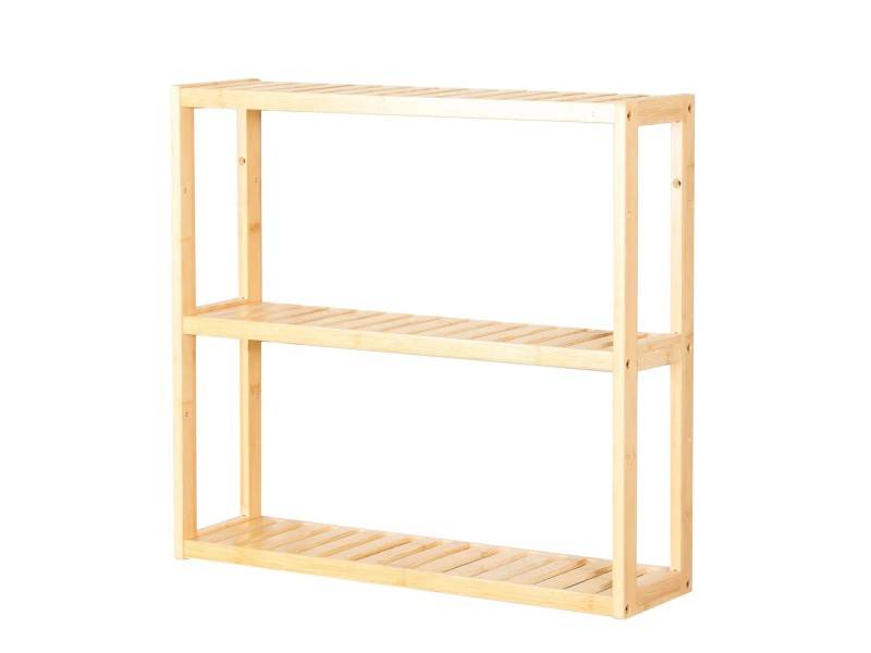 FLOORDIREKT Bambus-Wandregal Wyoming - Stilvolles Schweberegal - Vielseitig einsetzbar - 60 x 15 x 54 cm