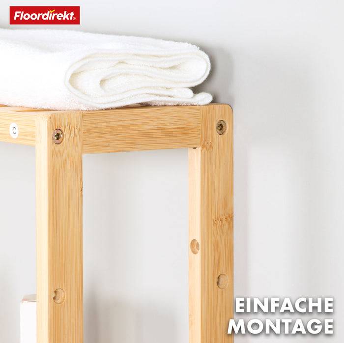 FLOORDIREKT Bambus-Wandregal Wyoming - Stilvolles Schweberegal - Vielseitig einsetzbar - 60 x 15 x 54 cm