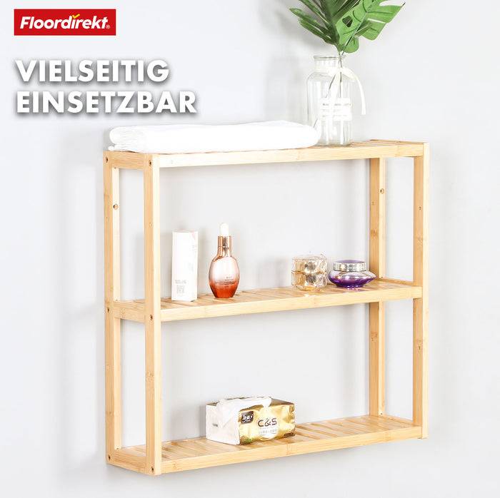 FLOORDIREKT Bambus-Wandregal Wyoming - Stilvolles Schweberegal - Vielseitig einsetzbar - 60 x 15 x 54 cm