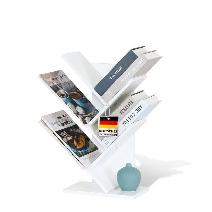 FLOORDIREKT Bücherregal Louisiana - Baumförmiges Standregal - Weiß - 5 Etage - 30 x 17 x 51 cm