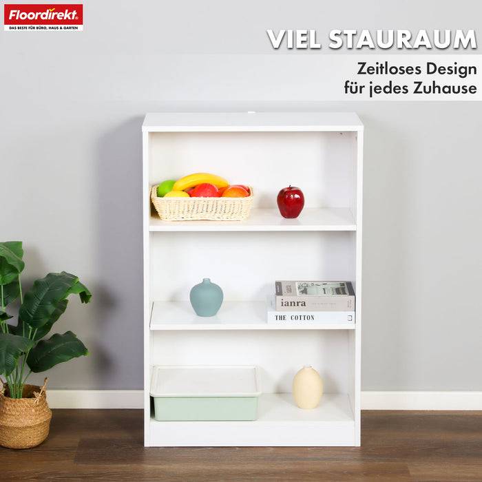 FLOORDIREKT Bücherregal Maine - Offenes Standregal aus Holz - Weiß - 60 x 24 x 93 cm