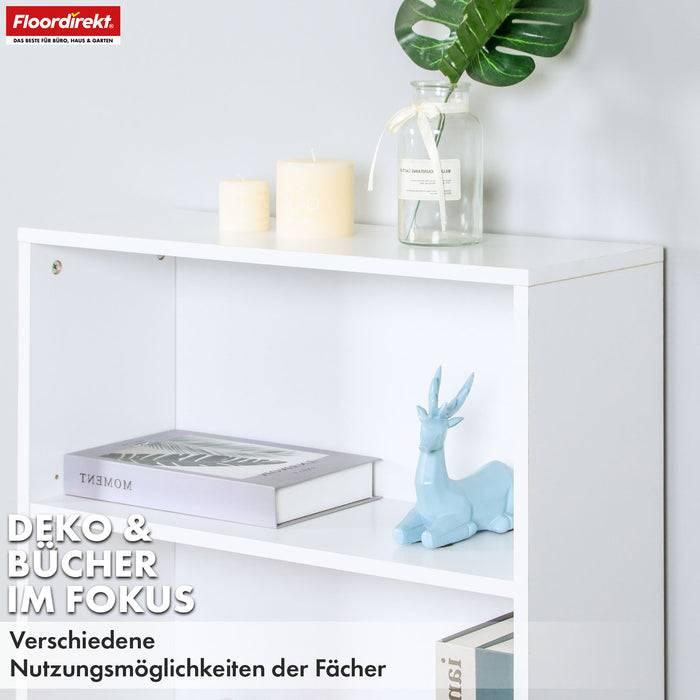 FLOORDIREKT Bücherregal Maine - Offenes Standregal aus Holz - Weiß - 60 x 24 x 121 cm