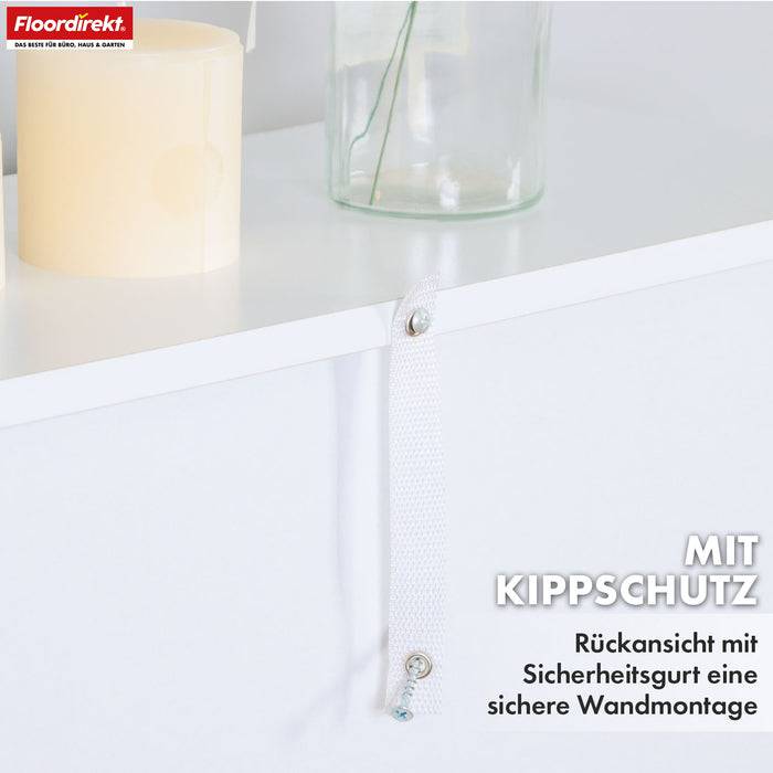 FLOORDIREKT Bücherregal Maine - Offenes Standregal aus Holz - Weiß - 60 x 24 x 121 cm