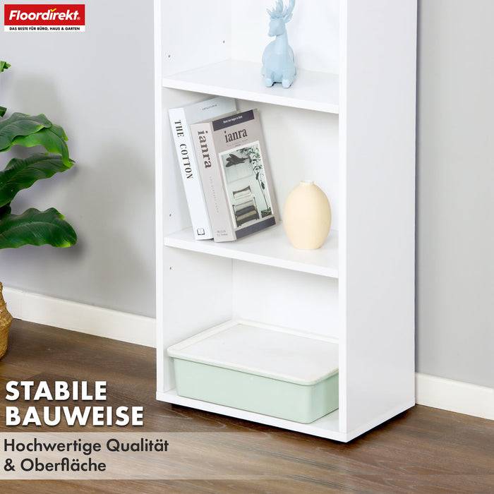 FLOORDIREKT Bücherregal Maine - Offenes Standregal aus Holz - Weiß - 60 x 24 x 178 cm