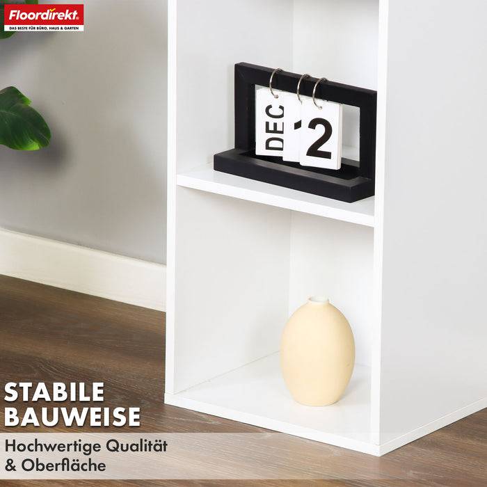 FLOORDIREKT Bücherregal Delaware - Standregal mit 6 offenen Ablagen - Platzsparend & Modern - Weiß - 30 x 24 x 158,5 cm