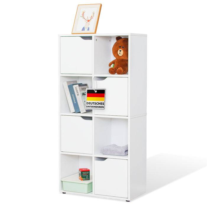 FLOORDIREKT Bücherregal Connecticut - Stabiles Standregal aus MDF - 8 Fächer - Weiß - 60 x 30 x 120,5 cm