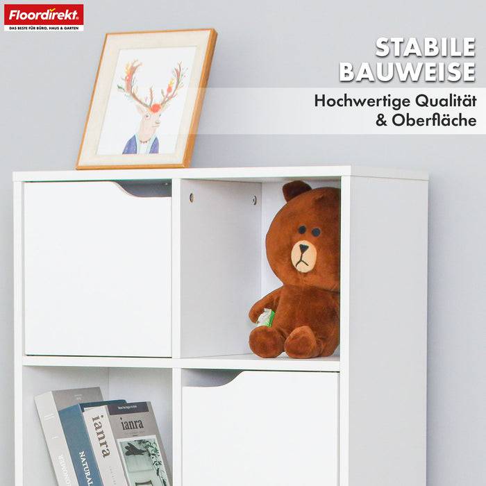 FLOORDIREKT Bücherregal Connecticut - Stabiles Standregal aus MDF - 8 Fächer - Weiß - 60 x 30 x 120,5 cm