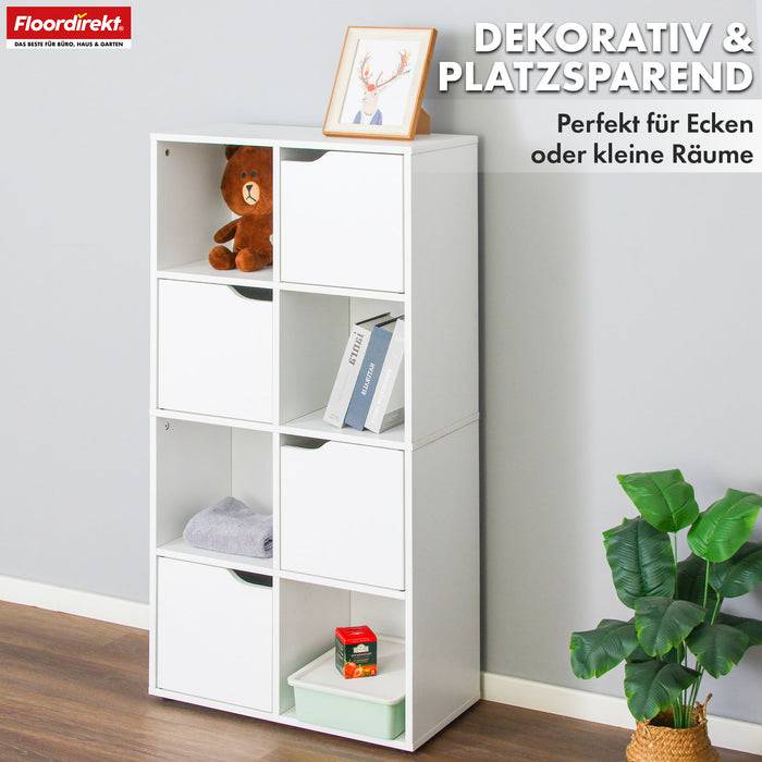 FLOORDIREKT Bücherregal Connecticut - Stabiles Standregal aus MDF - 8 Fächer - Weiß - 60 x 30 x 120,5 cm