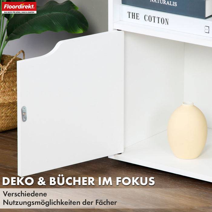 FLOORDIREKT Bücherregal Connecticut - Stabiles Standregal aus MDF - 6 Fächer - Weiß - 59,6 x 29 x 91 cm