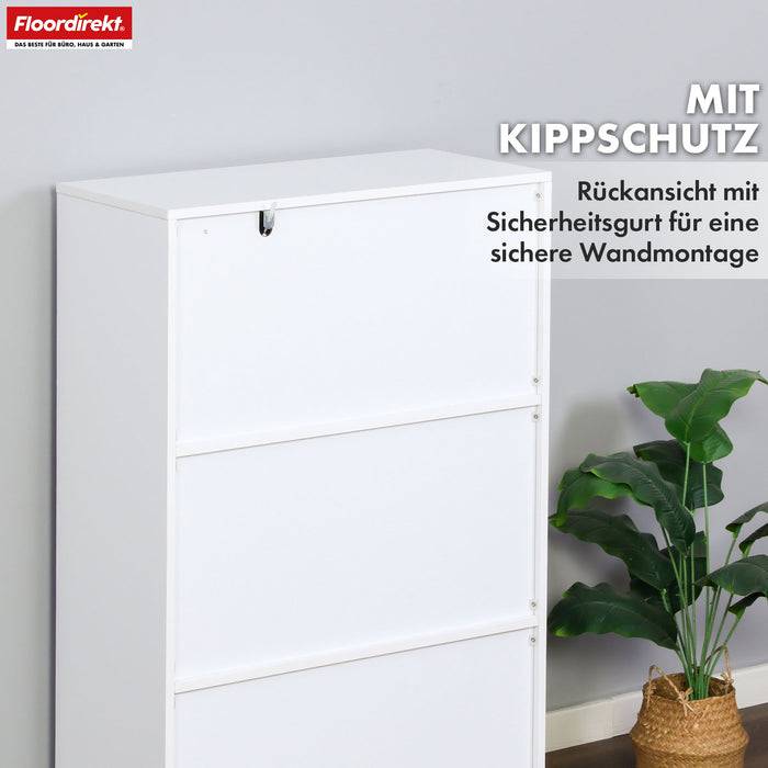 FLOORDIREKT Bücherregal Connecticut - Stabiles Standregal aus MDF - 6 Fächer - Weiß - 59,6 x 29 x 91 cm
