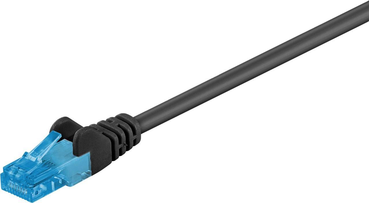 Goobay Ultraflexibles CAT 6A Patchkabel, RJ45, U/UTP Schirmung, LSZH-TPE, 10 Gbit/s, 500 MHz - Länge: 0,25 m - Farbe: schwarz