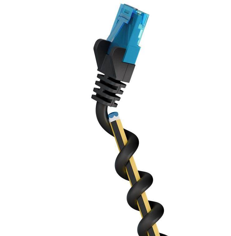 Goobay Ultraflexibles CAT 6A Patchkabel, RJ45, U/UTP Schirmung, LSZH-TPE, 10 Gbit/s, 500 MHz - Länge: 0,25 m - Farbe: schwarz