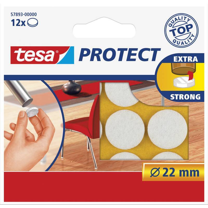 tesa Protect Filzgleiter rund 22mm weiß 12St. Multimedia-Technik Heften,Lochen,Kleben Sonstiges und