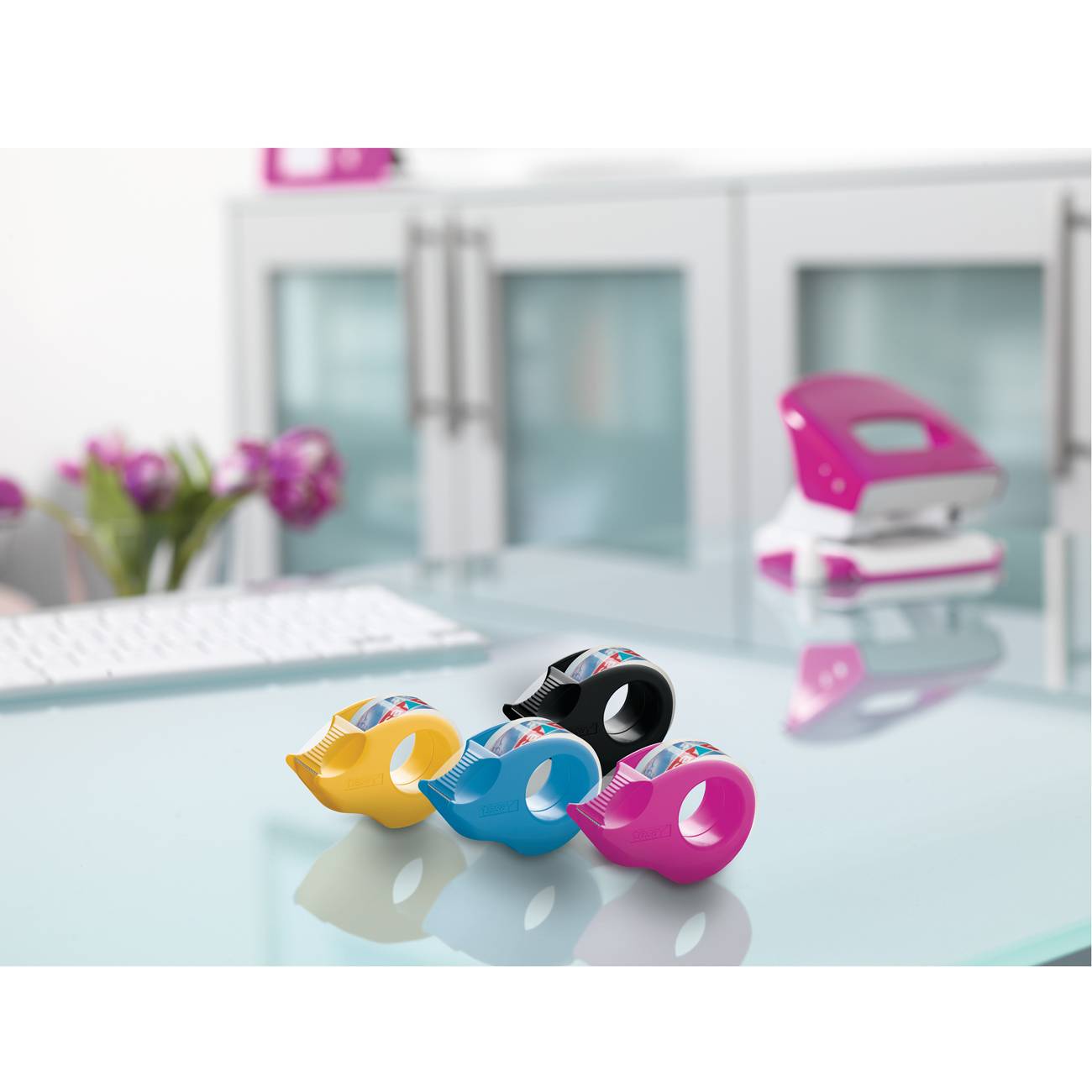 tesafilm Mini Abroller 4 Farben + 10/19 kris.-klar Multimedia-Technik Heften,Lochen,Kleben Sonstiges