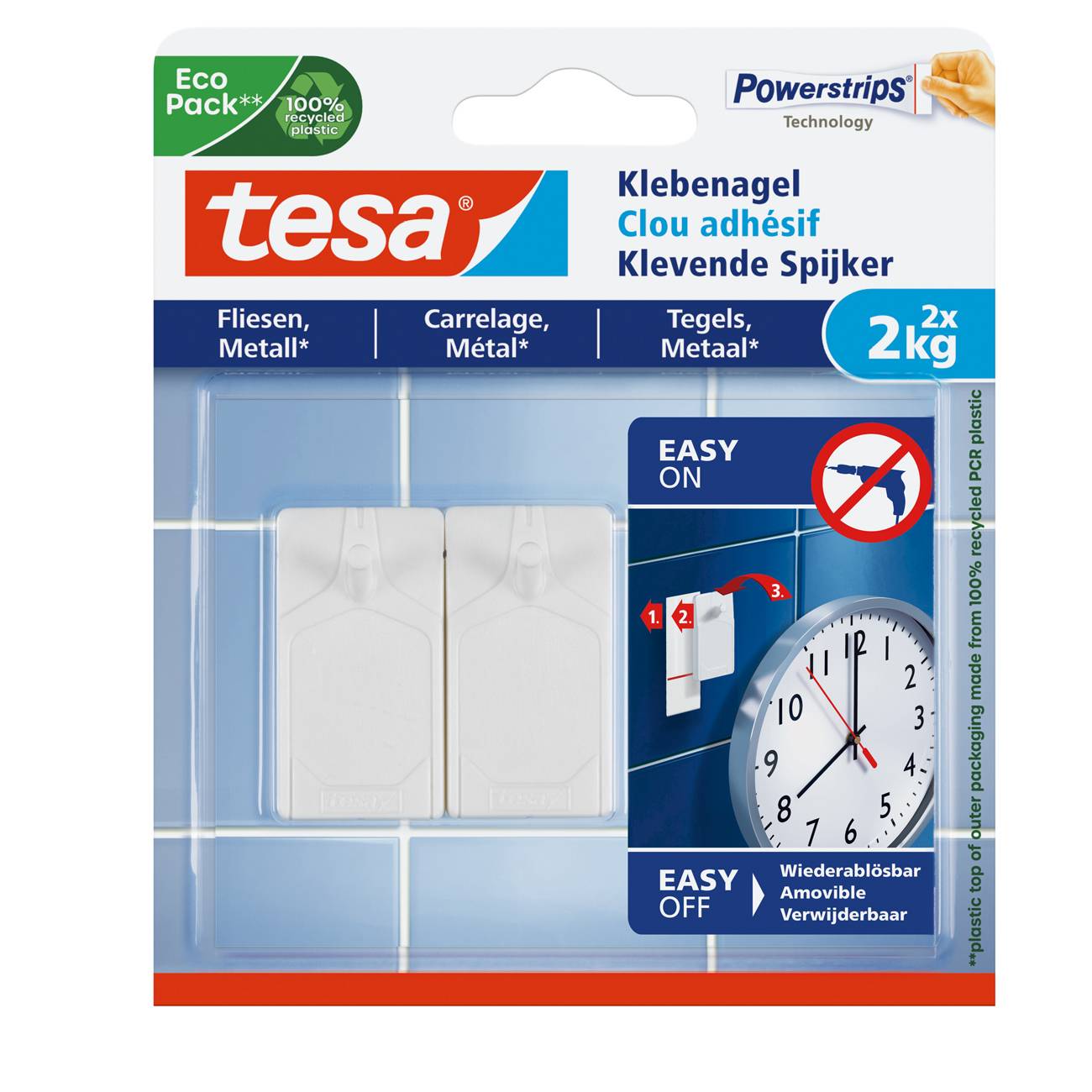 tesa Klebenagel Fliesen & Metall bis 2kg 2St Multimedia-Technik Heften,Lochen,Kleben Sonstiges und