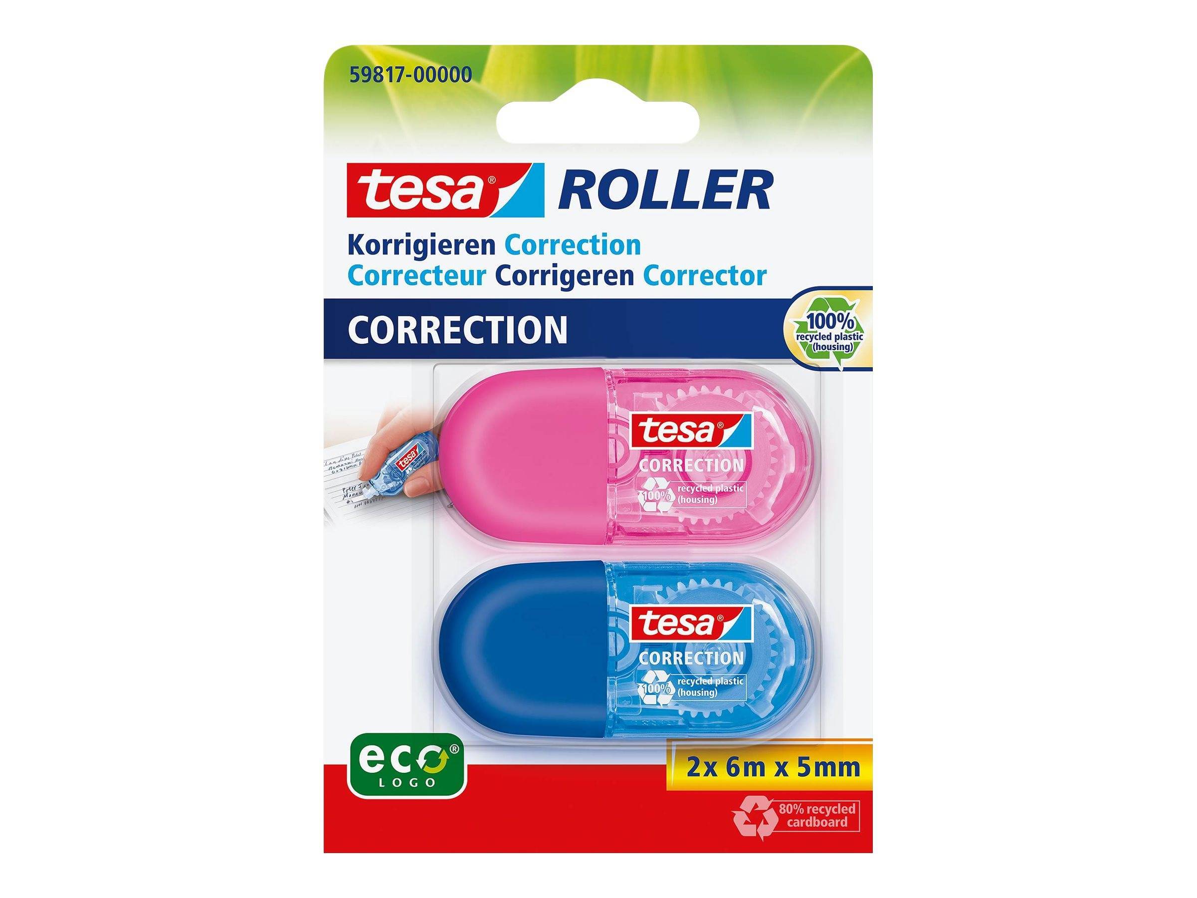 tesa Roller Korrigieren ecoLogo in 2 Farben Blister Multimedia-Technik Heften,Lochen,Kleben Zubehör