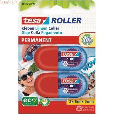 tesa Mini Klebe-Roller 6m 5mm permanent ecoLogo 2St. Multimedia-Technik Heften,Lochen,Kleben und