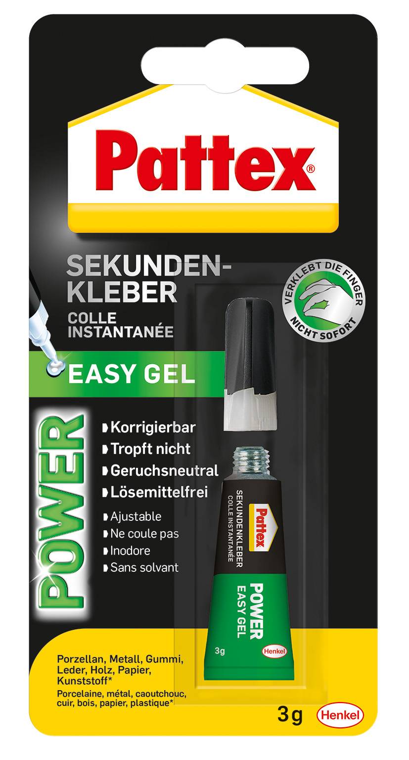 Pattex Sekundenkleber Power Easy Gel, Tube, 3g Multimedia-Technik Heften,Lochen,Kleben Sonstiges und