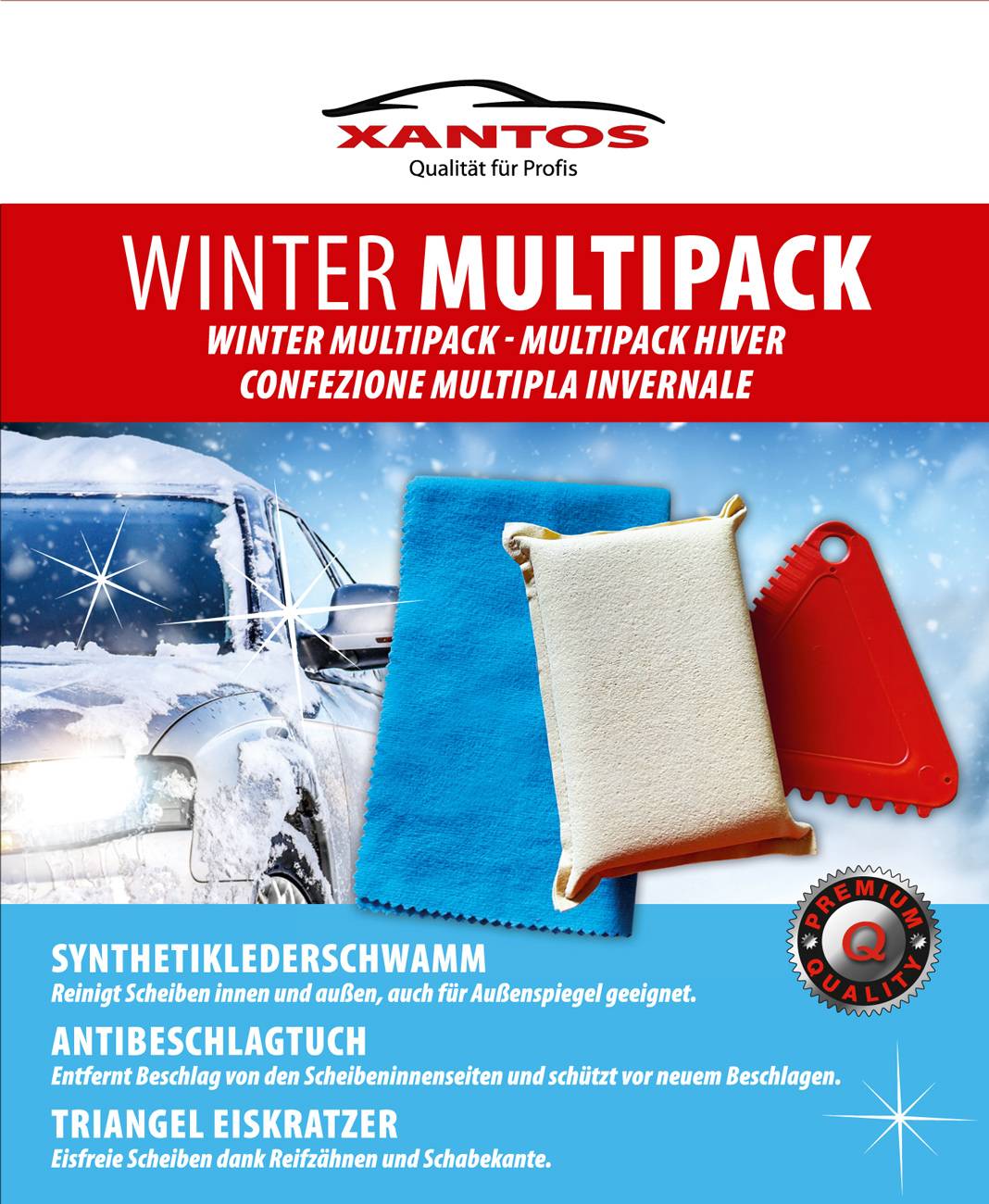 XANTOS Winter Multipack Schwamm,Antibeschlagtuch,Eiskratzer Multimedia-Technik KFZ Zubehör