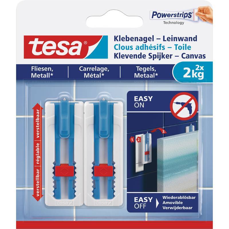 tesa Klebenagel-Leinwand Fliese&Metall 2 x 2kg verstellbar Multimedia-Technik Heften,Lochen,Kleben