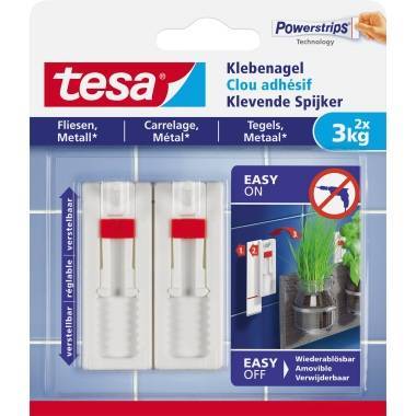tesa Klebenagel verstellbar Fliesen & Metall bis 3kg 2St. Multimedia-Technik Heften,Lochen,Kleben
