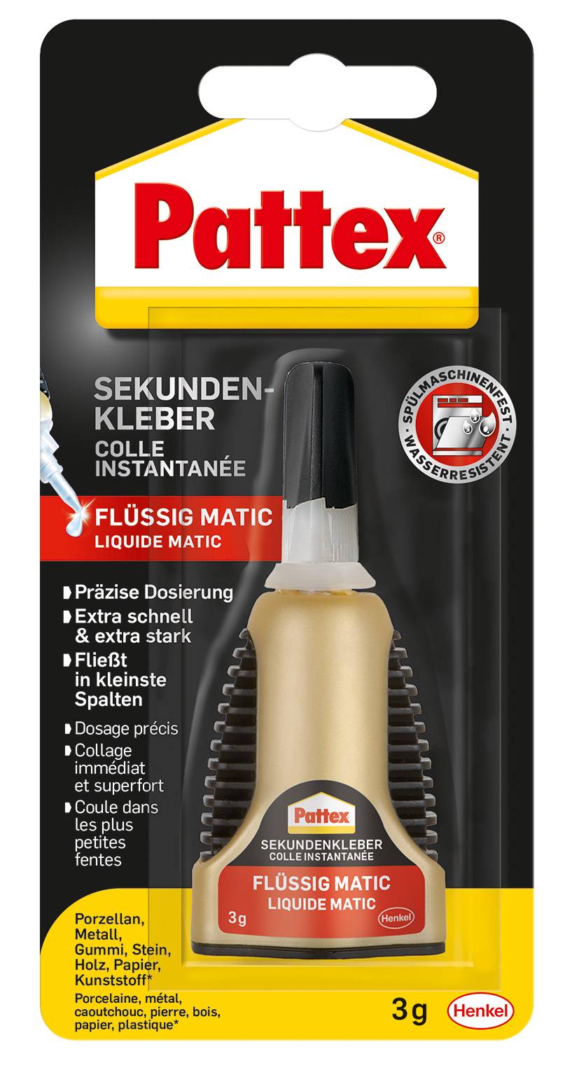 Pattex Sekundenkleber Matic Flüssig, Applikatorflasche, 3g Multimedia-Technik Heften,Lochen,Kleben