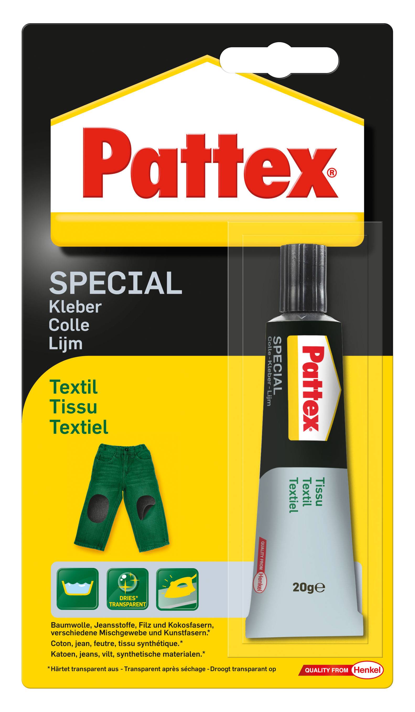 Pattex Spezialkleber Textil, für gewebte Stoffe, Tube, 20g Multimedia-Technik Heften,Lochen,Kleben