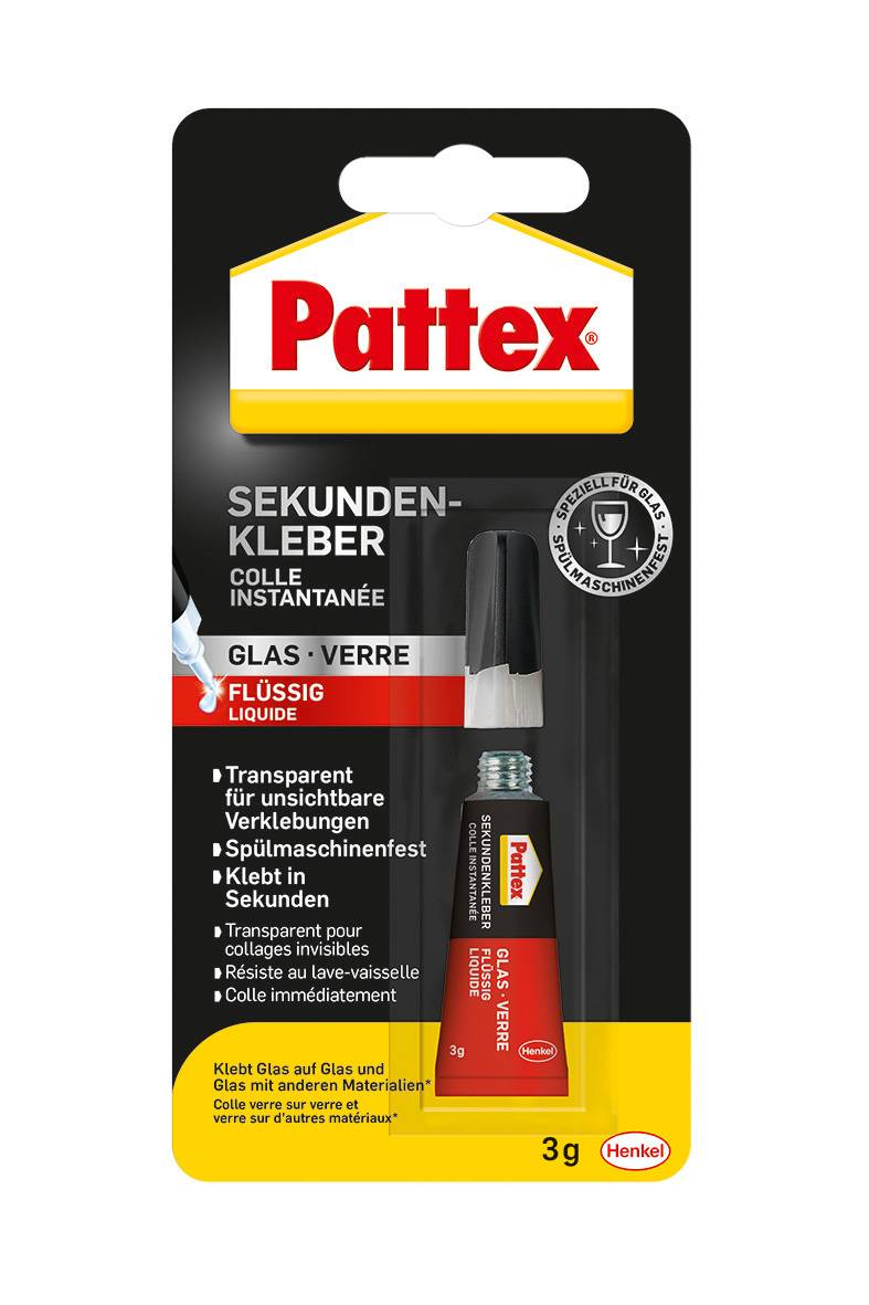 Pattex Sekundenkleber Glas, Tube mit 3g, 9H PSV1C Multimedia-Technik Heften,Lochen,Kleben Sonstiges
