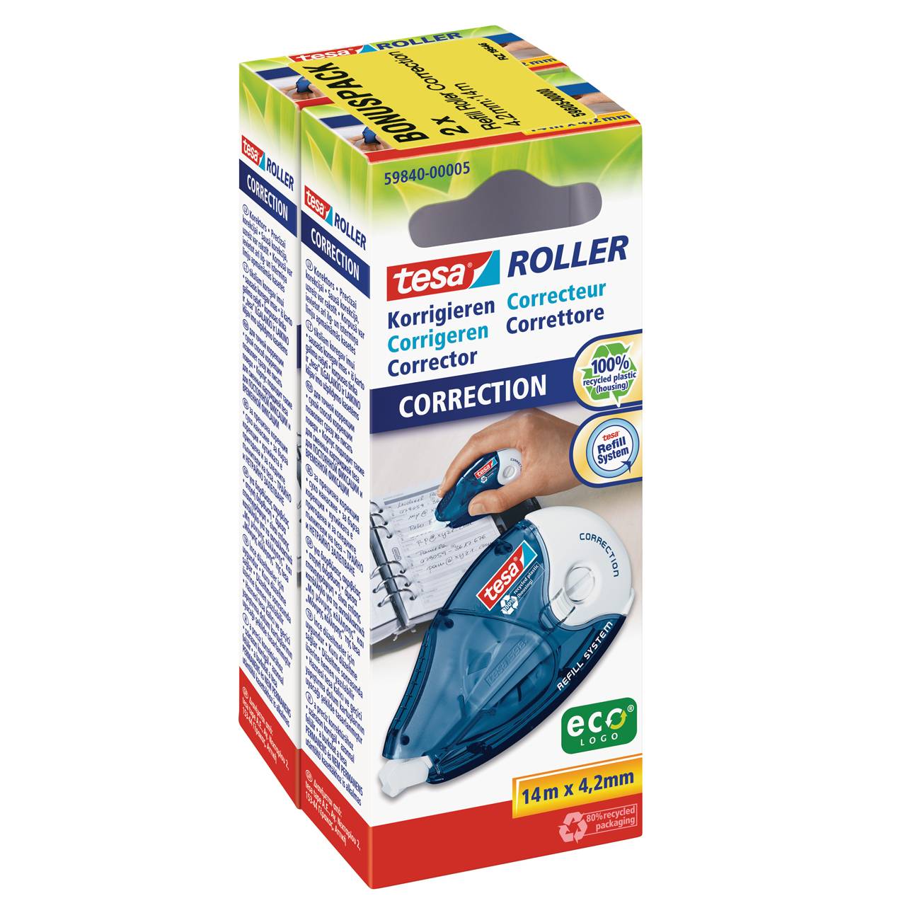 tesa Roller Korrigieren ecoLogo 2x zum Nachfüllk.-Preis Multimedia-Technik Heften,Lochen,Kleben und