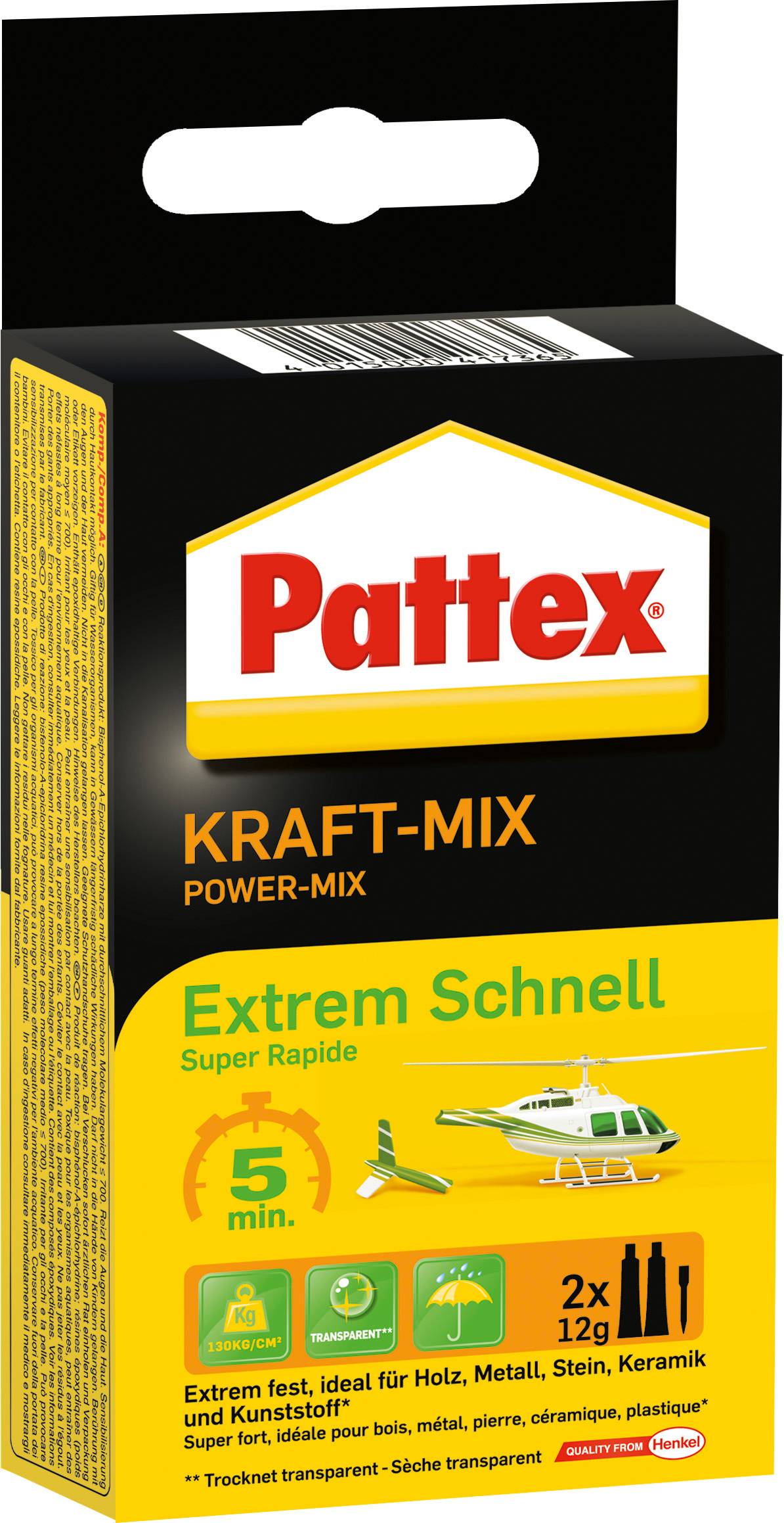 Pattex Zweikomponenten-Kleber Kraft-Mix, 2 ST × 12 g Multimedia-Technik Heften,Lochen,Kleben und