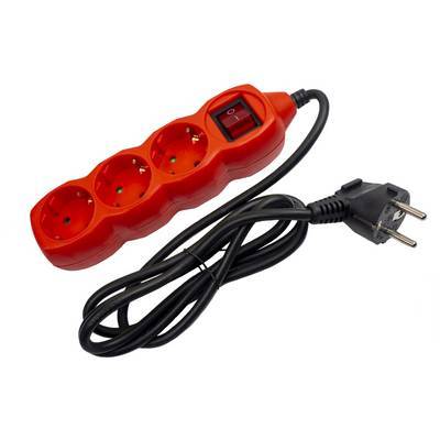 Entac Steckdosenleiste 3fach 1,5m Schalter rot Multimedia-Technik Steckdosenleisten