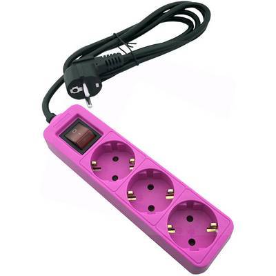 Entac Steckdosenleiste 3fach 1,5m Schalter pink Multimedia-Technik Steckdosenleisten