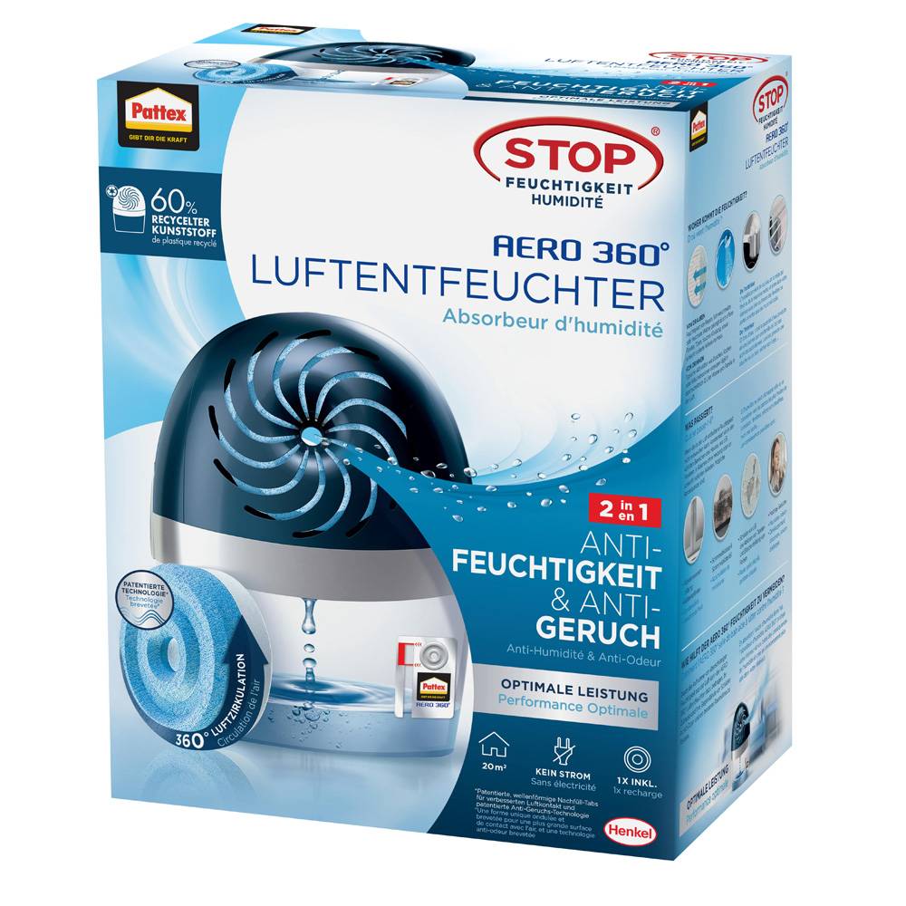 Pattex Luftentfeuchter Gerät Aero 360 inkl. 450g Tab Multimedia-Technik Heften,Lochen,Kleben und