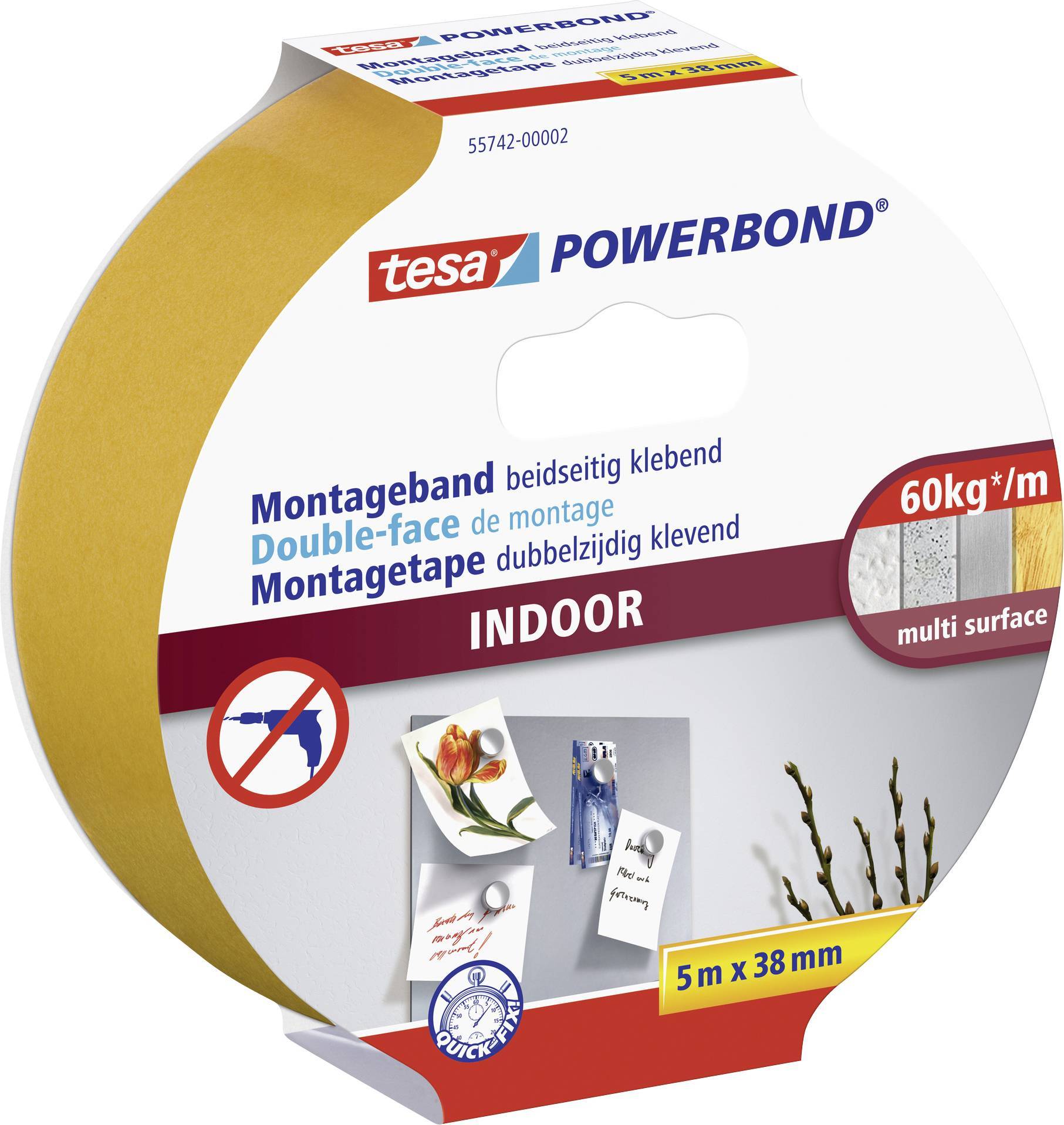 tesa Powerbond Montageband Indoor 5m 38mm Multimedia-Technik Heften,Lochen,Kleben Sonstiges Zubehör