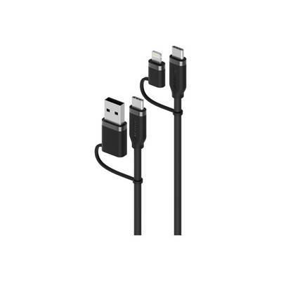 Alogic USB C Adapterkabel lightning 4-in-1 100W 1,5m schwarz Multimedia-Technik USB-Kabel